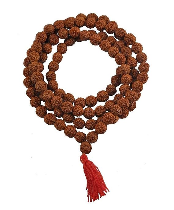 Rudraksha 5 Mukhi 108+1 Beads Mala (7 mm, Brown)